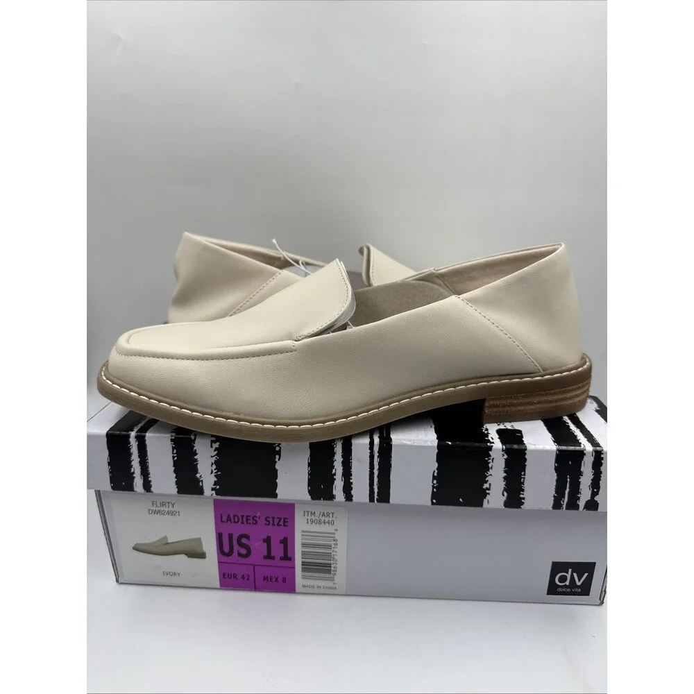 Dolce Vita Flirty Loafer Slip On Shoe Women's, Size 11M, Ivory Beige 1908440 New